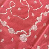 Nappe en coton rouge à fleurs