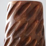 Hand-carved solid wood candle holder