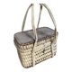 Old Basket Natural Woven Fibre + Wooden Lid Double Handle Wine