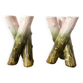 Paire de vases en barbotine branches art nouveau