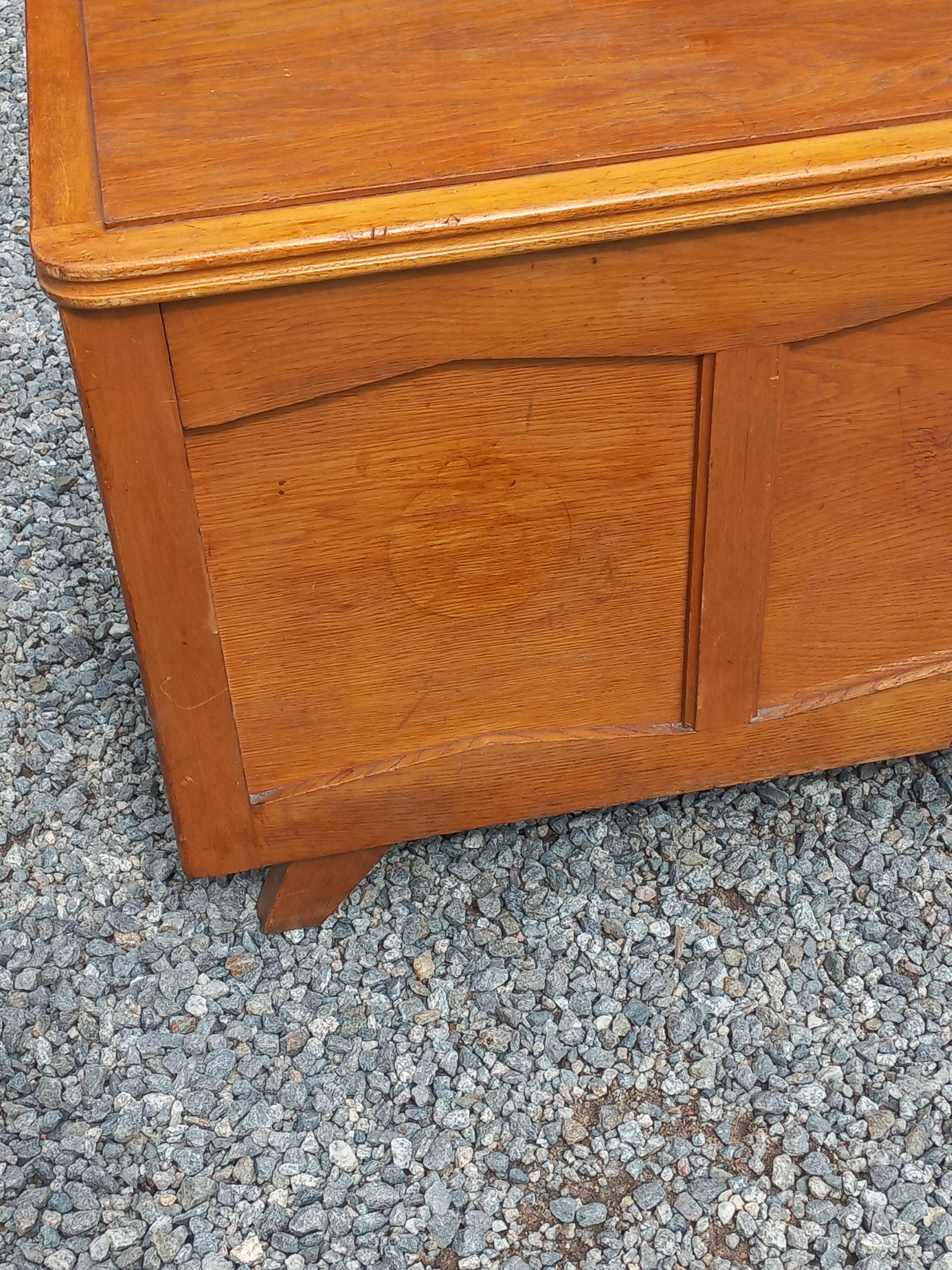 Vintage 1950s oak chest with compass feet