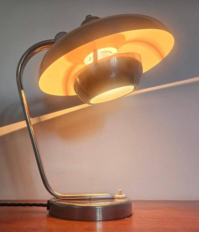 Rare Bauhaus Chrome Table Lamp, Franta Anyz, Functionalism, Art Deco, 1930s