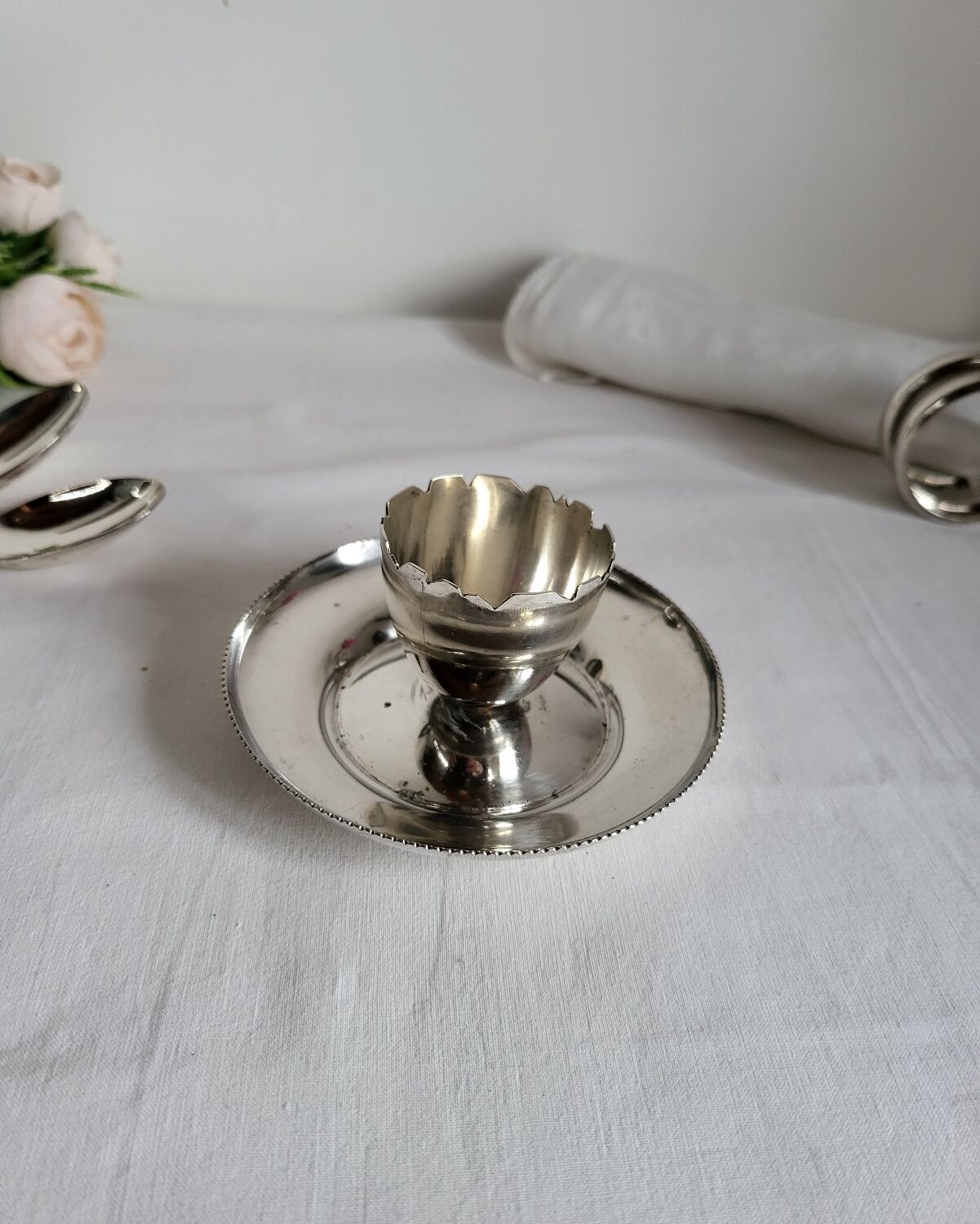 Silver-plated egg cup