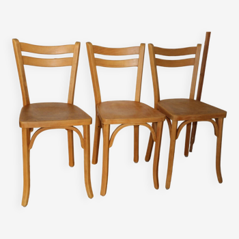 Série de 3 chaises Baumann N°19 hêtre clair