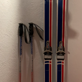 pair of vintage nightingale skis