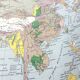 Vintage map Asia China USSR India Japan 43x43cm from 1950
