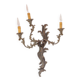 Large Italian Florentine style wall lamp in wood and metal