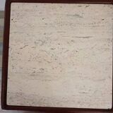 Vintage square travertine and leather coffee table
