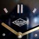 Vintage formica clock asymmetrical silent wall clock "Black Lutecia"