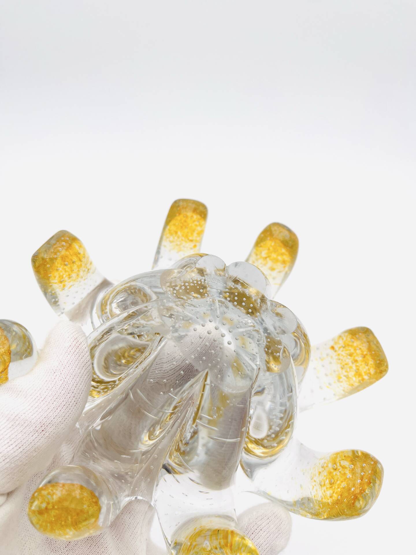 Murano Bowl Archimede Seguso Bullicante Crystal & Fritté Gold 1950