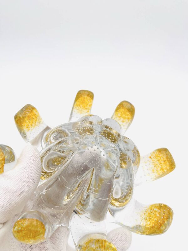 Coupelle Murano Archimede Seguso Bullicante cristal & Fritté or 1950