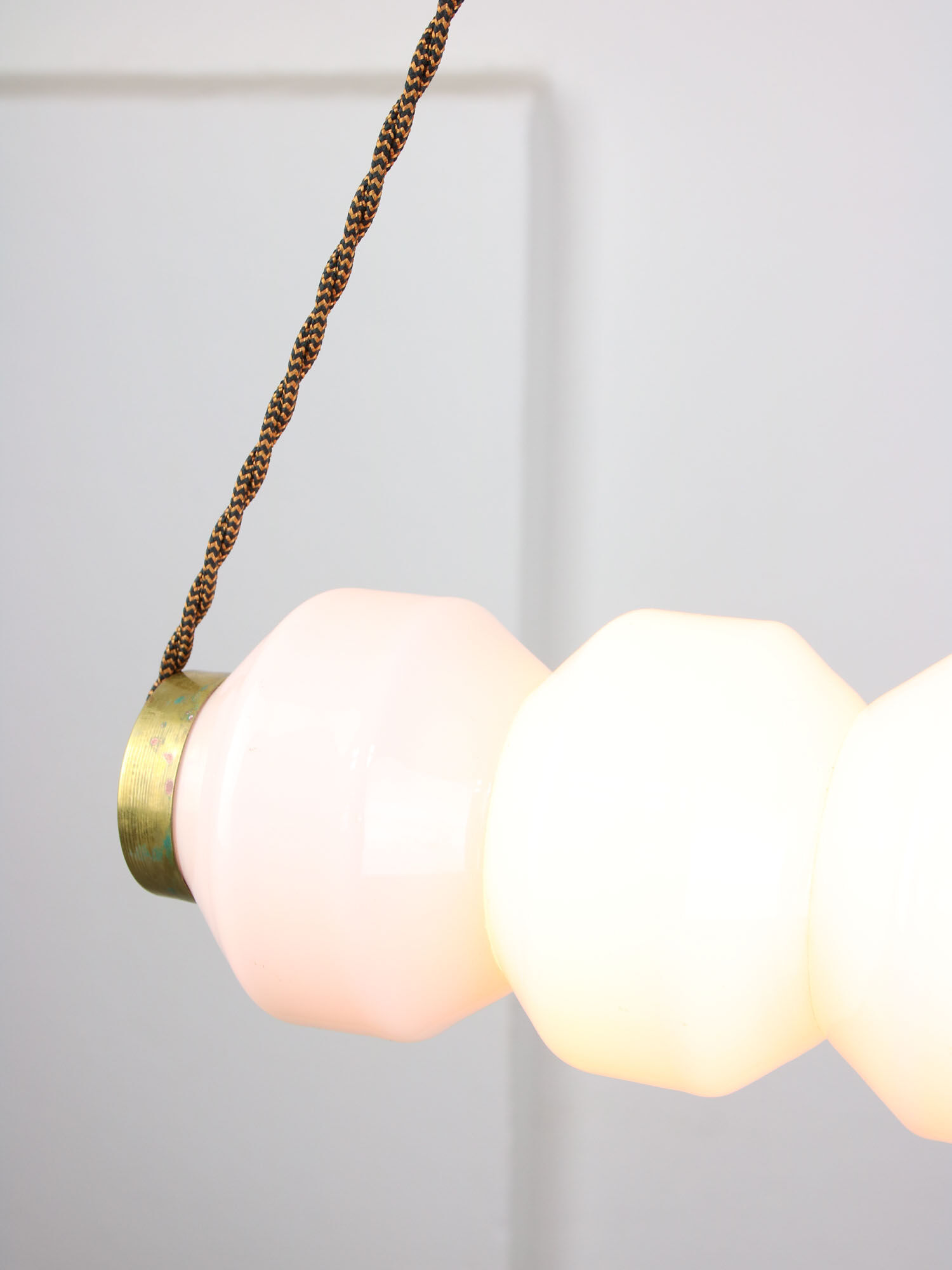 Mid-century opaline & brass pendant lamp