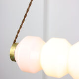 Mid-century opaline & brass pendant lamp