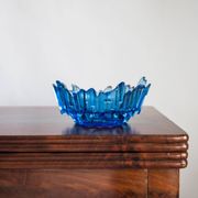 Vintage decorative plate in light blue glass, Italy, 1960s