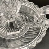 Candle holder with cup and handle in worked glass