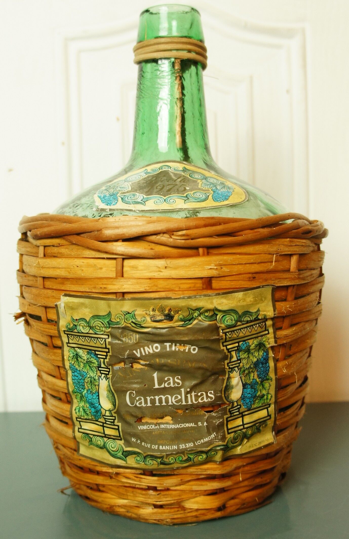 Demijohn faceted glass & rattan 1976