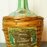 Demijohn faceted glass & rattan 1976