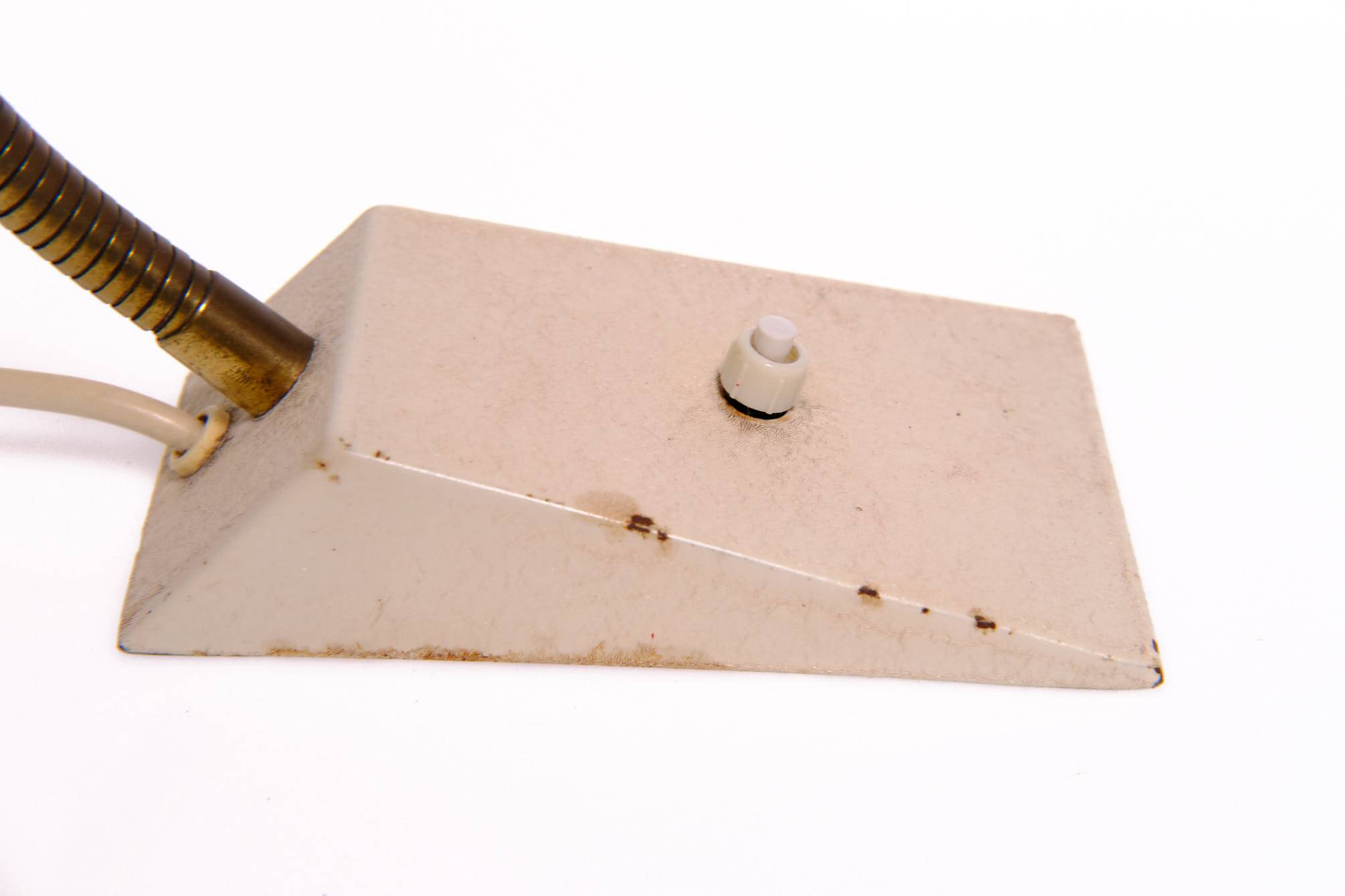 Swan neck lamp, desk lamp, SIS, vintage, brass, beige, 60s