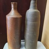 Duo of raw stoneware bottles