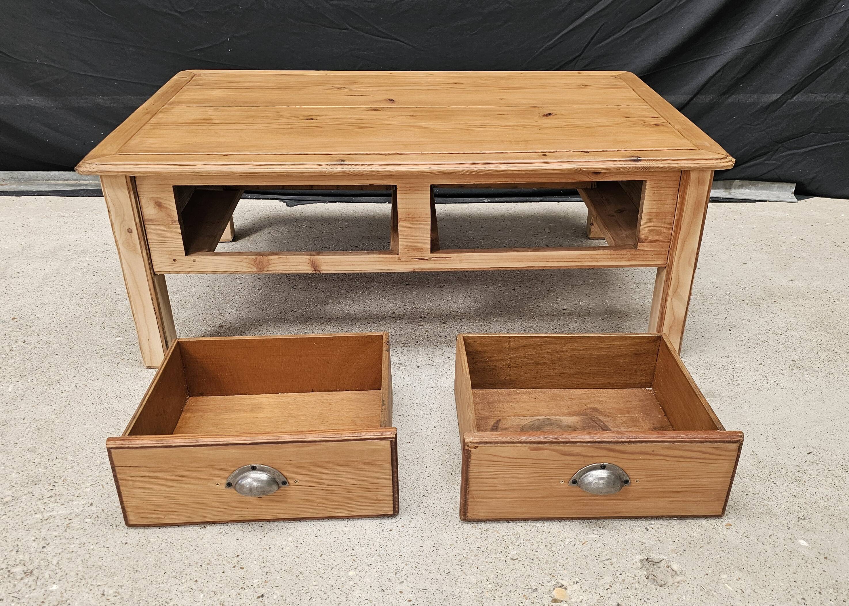Scandinavian pine 4-drawer coffee table