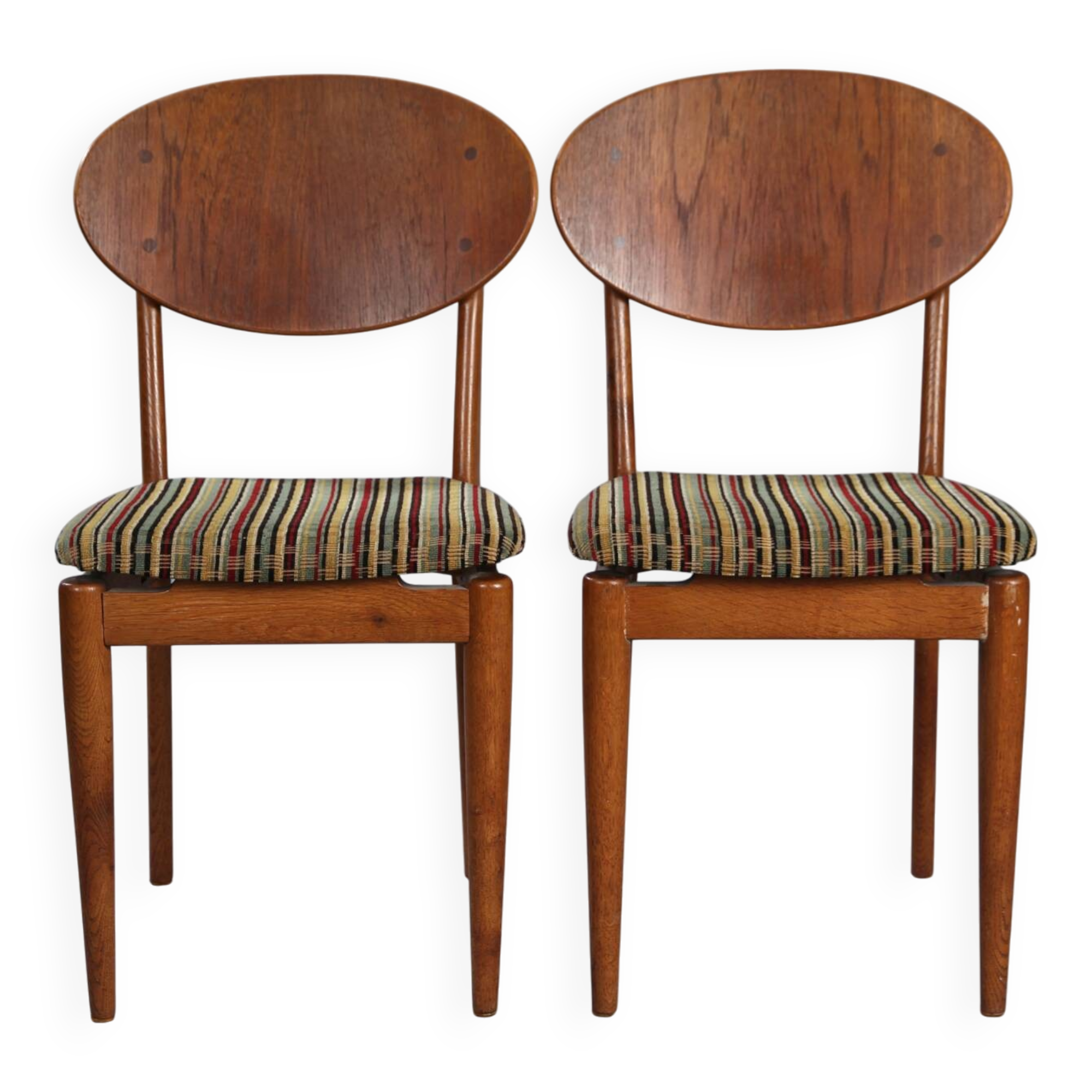 2 teak and velvet chairs - Denmark 50s/60s