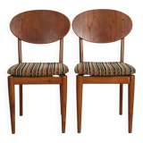 2 teak and velvet chairs - Denmark 50s/60s