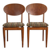 2 chaises de chaises en teck et velours - Danemark années 50/60
