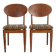 2 teak and velvet chairs - Denmark 1950s/60s