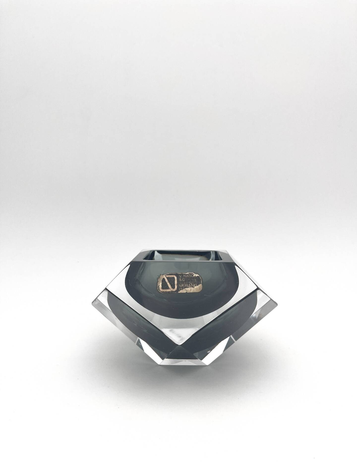 Murano Bowl V. Nason & C. Geometric Smoke 15cm 1.17kg