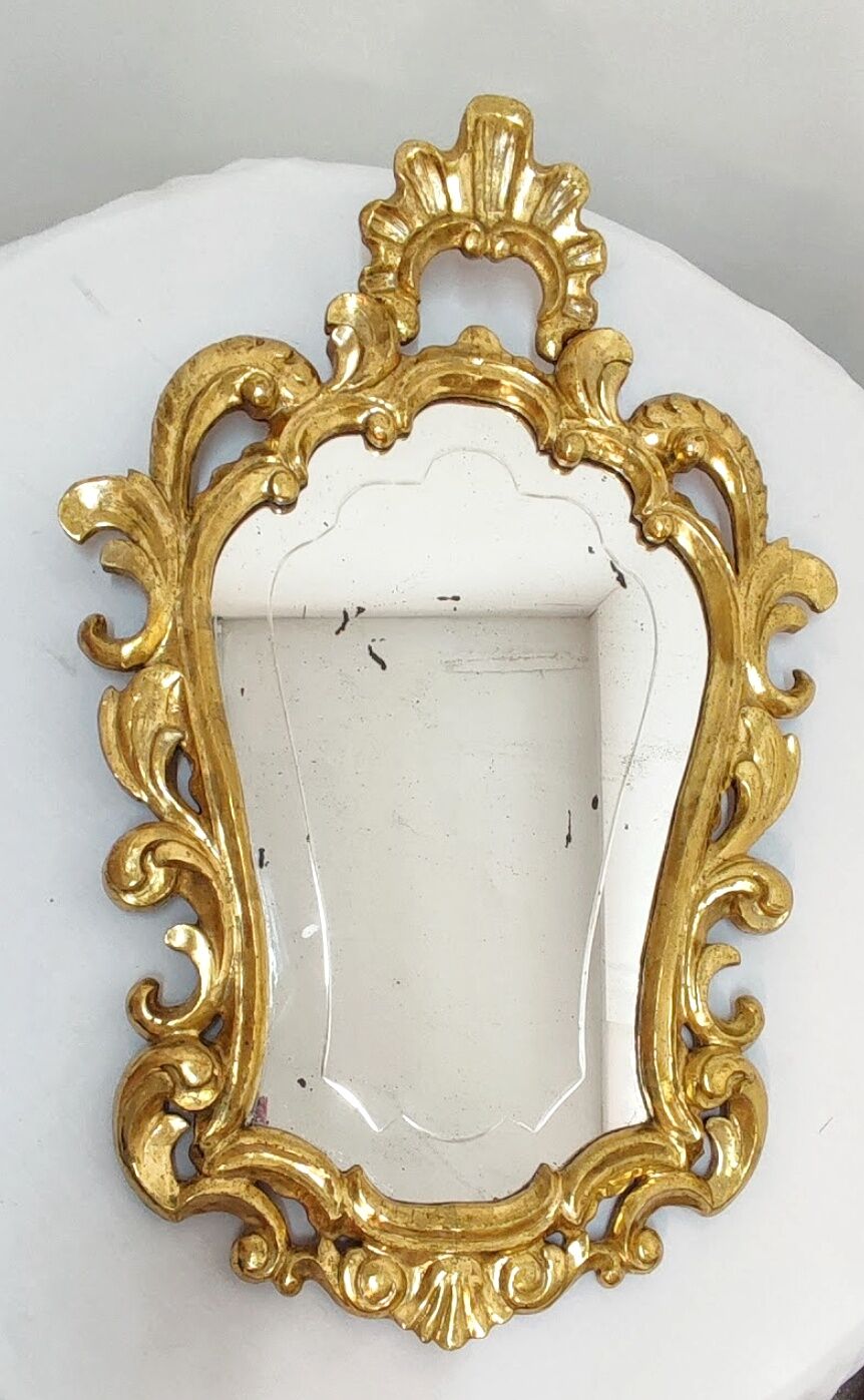Baroque mirror of gilded wood. France, 1950s