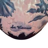 Acid-etched ball vase signed de vianne with flower decoration