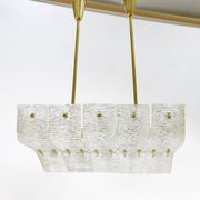 J.T. Kalmar enormous brass and textured glass chandelier, Austria, 1950s