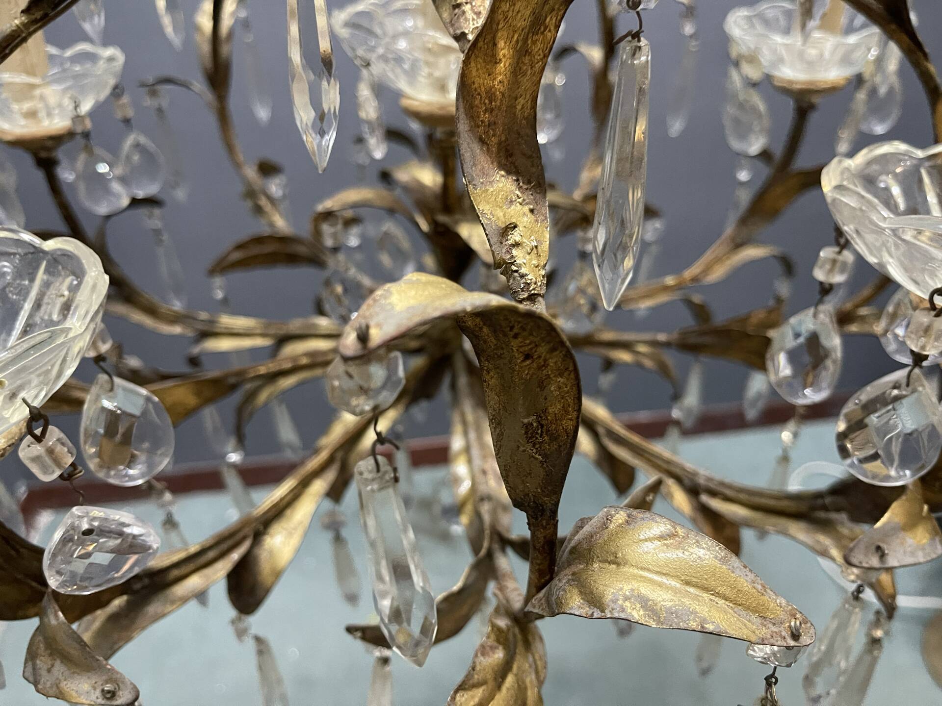 Italian Florentine Tole Chandelier, Italy, 1950s