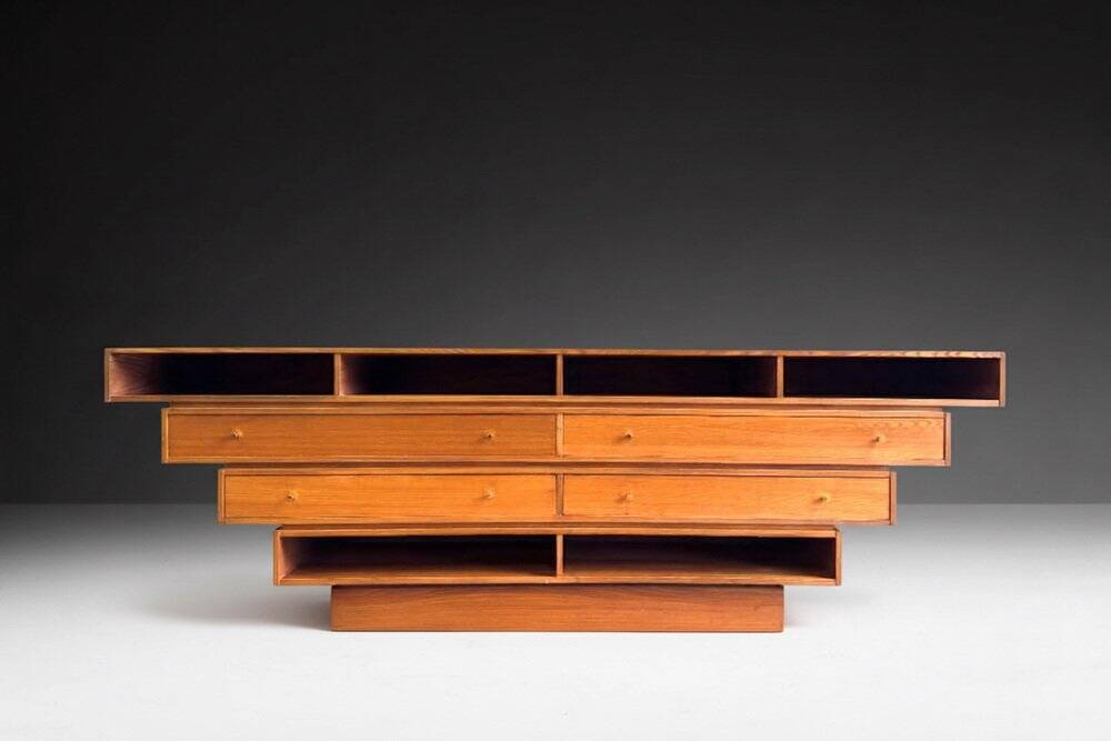Sculptural Wooden Counter or Bar, Italy, 1970s