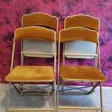 Folding chairs opera velvet old gold color and brass structure
