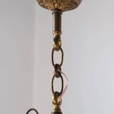 Old French chandelier in gilded brass with tassels