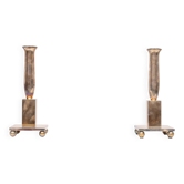 Modernistic silver plated bronze candle sticks Early 20th Century