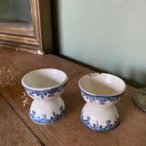 Duo of ancient diabolo shells in earthenware iron earth
