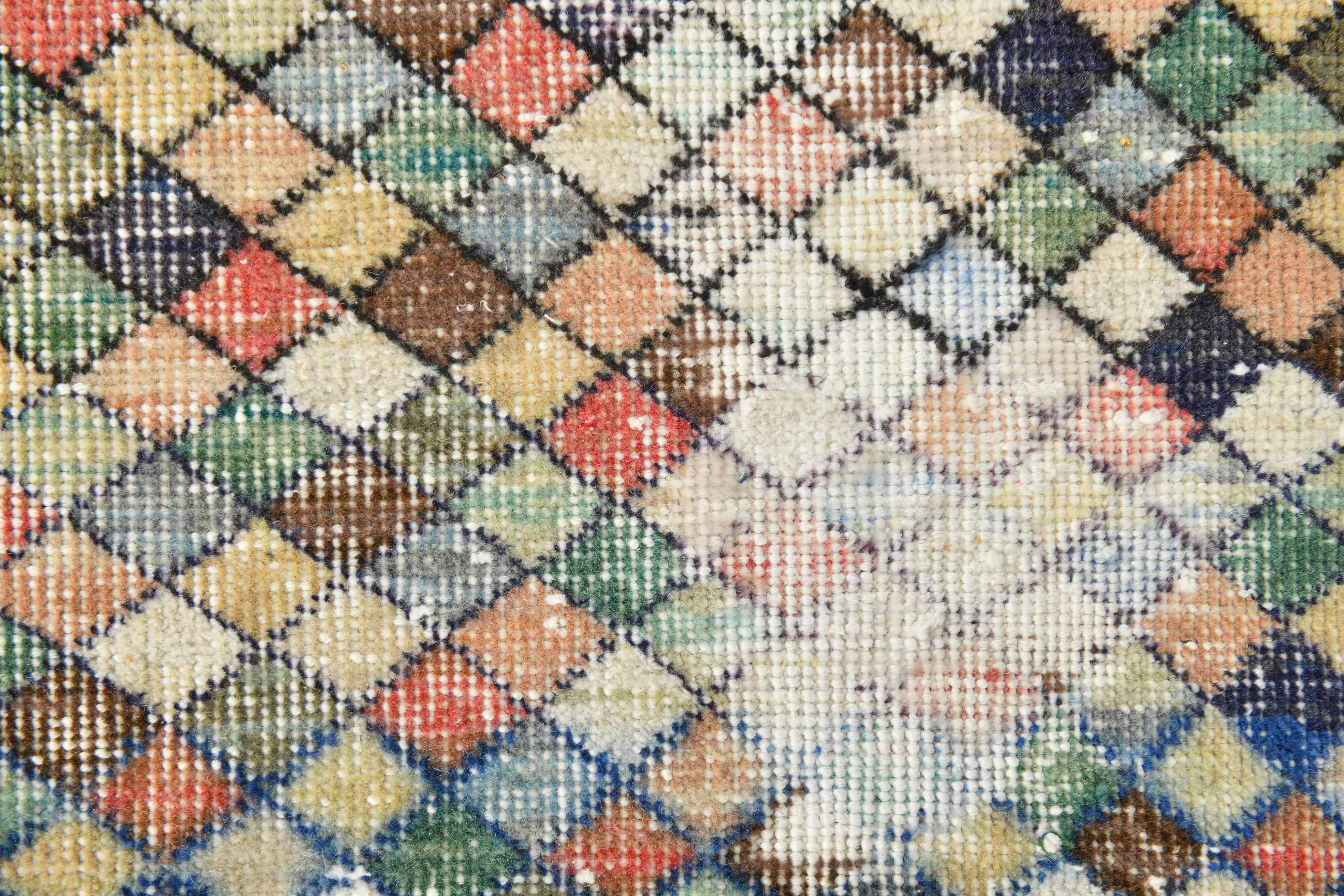 2x9 Vintage Multicolor Geometric Turkish Runner Rug, 75x266Cm