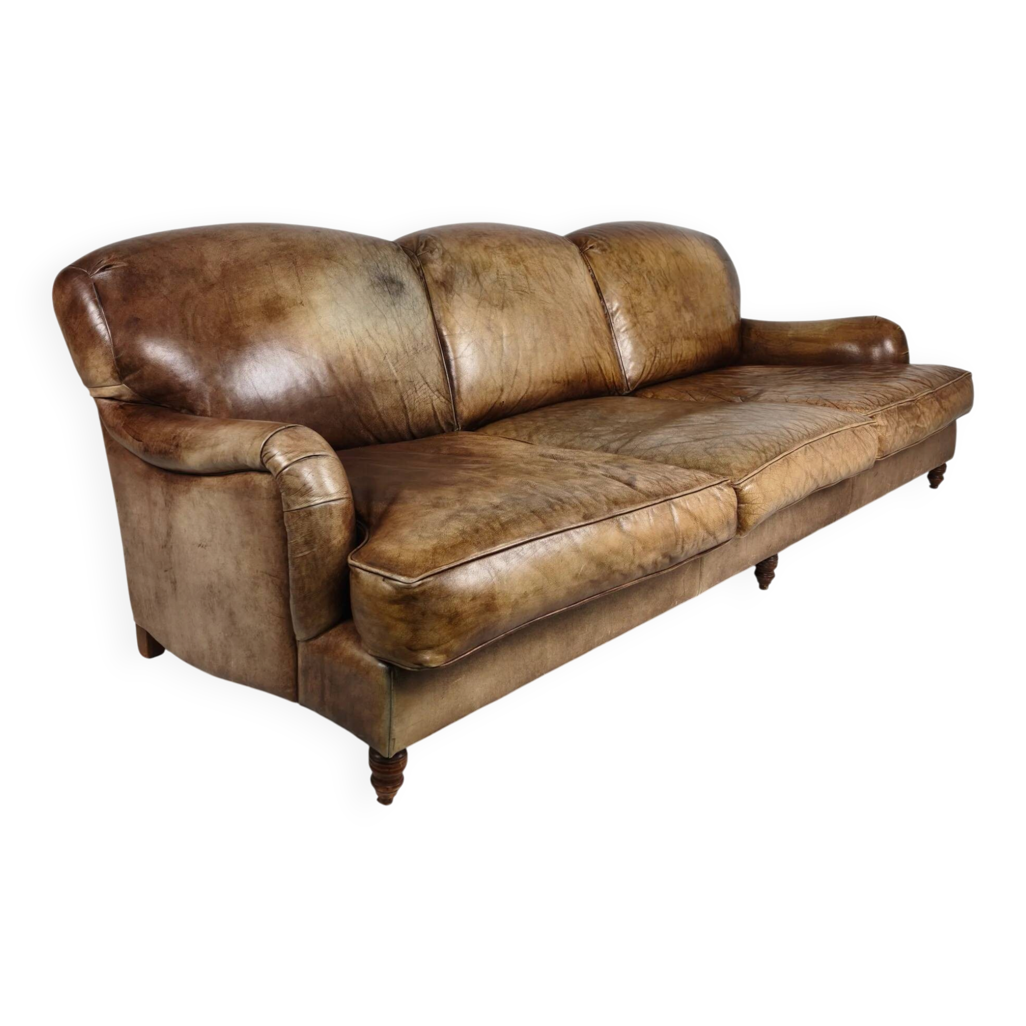 English Howard & Sons style leather sofa – 20th century