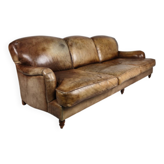 English Howard & Sons style leather sofa – 20th century