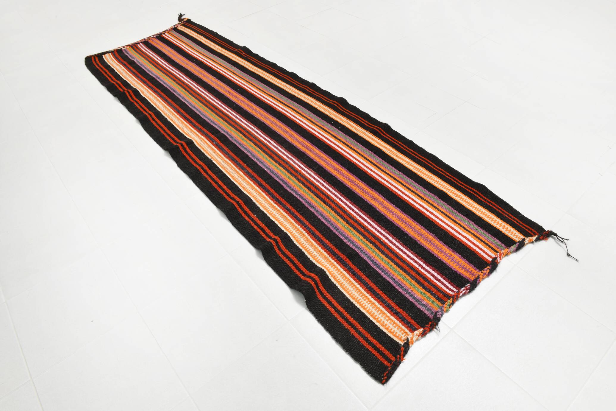 3x10 Striped Pattern Turkish Kilim Runner Rug, 100x299Cm