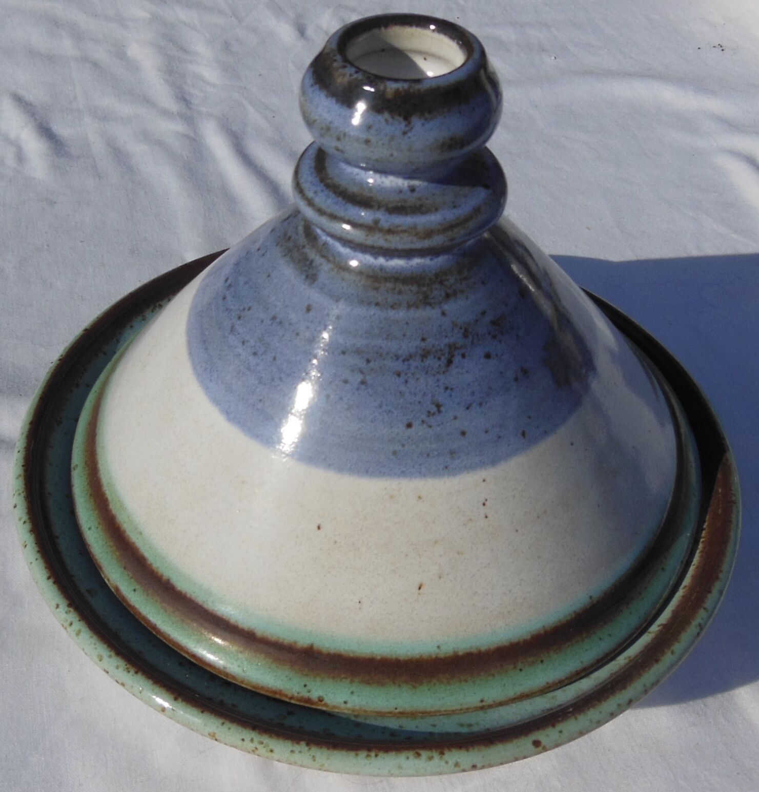 Dish & lid tagine signed la roue vallauris vintage ceramics 60 /70