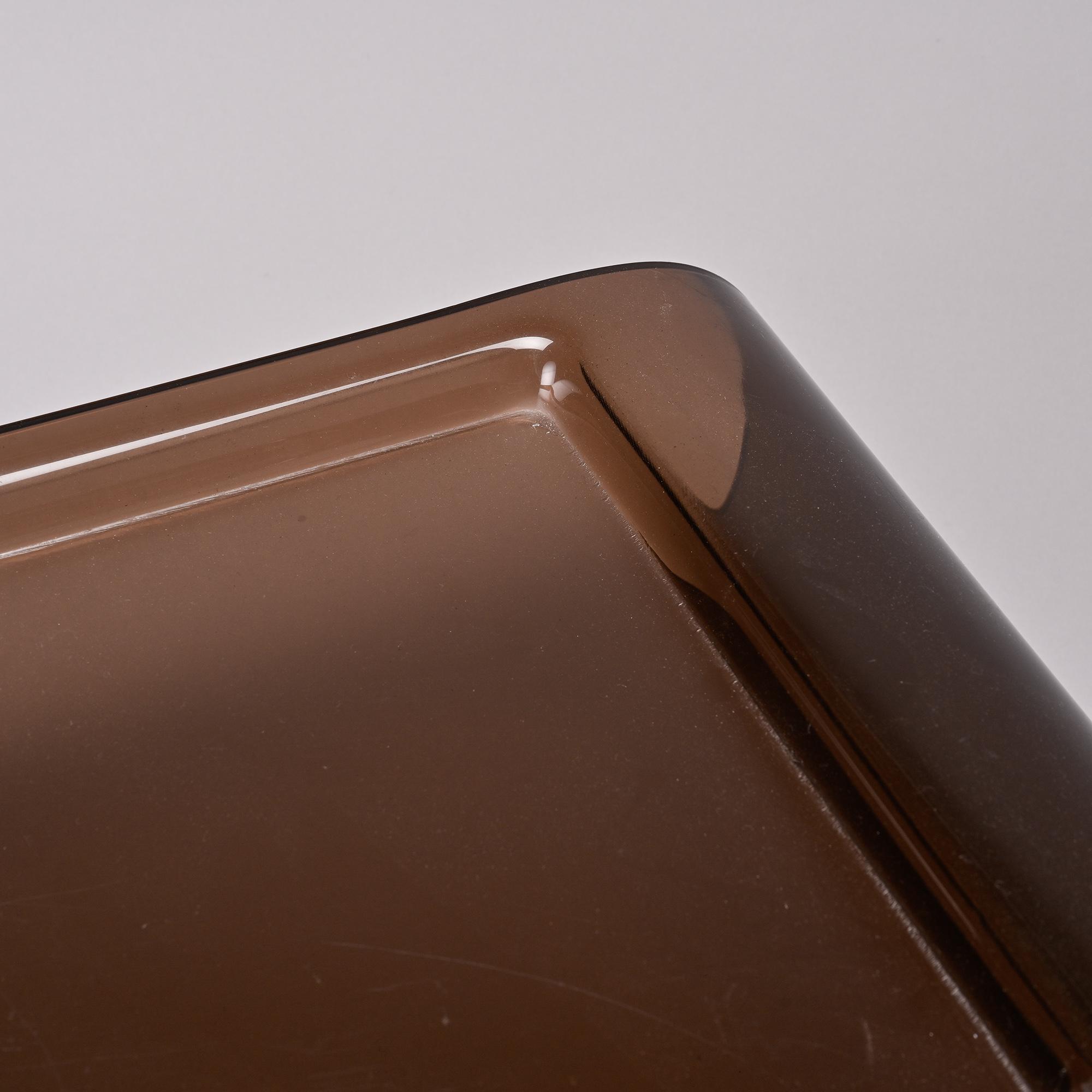 Smoked plexiglass bed tray, circa 1970