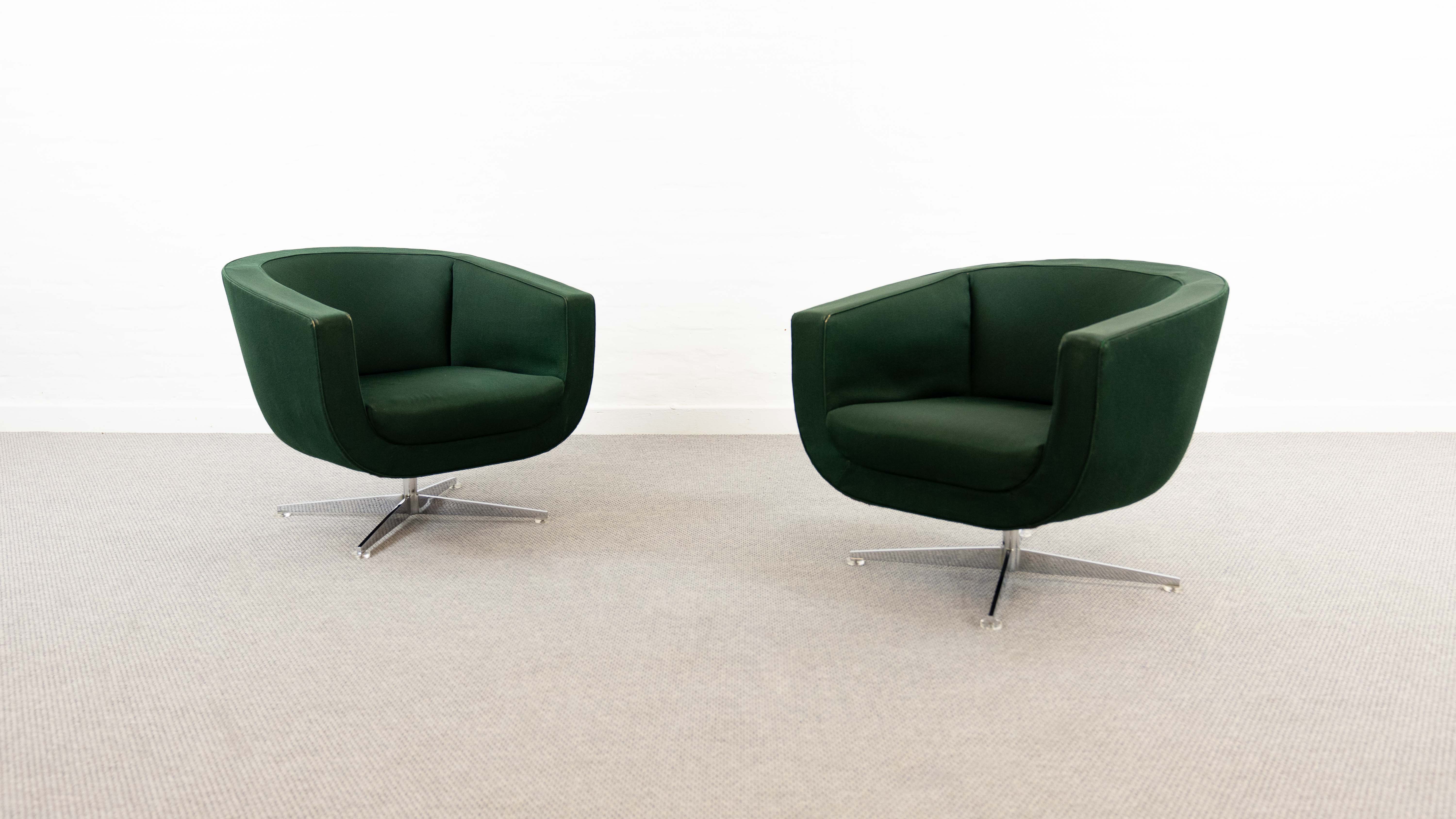 Vintage Mid Century Clubchairs - Cocktail Chairs in dark green fabrics 60s