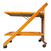 Vintage Italian foldable wooden serving cart, 1980s