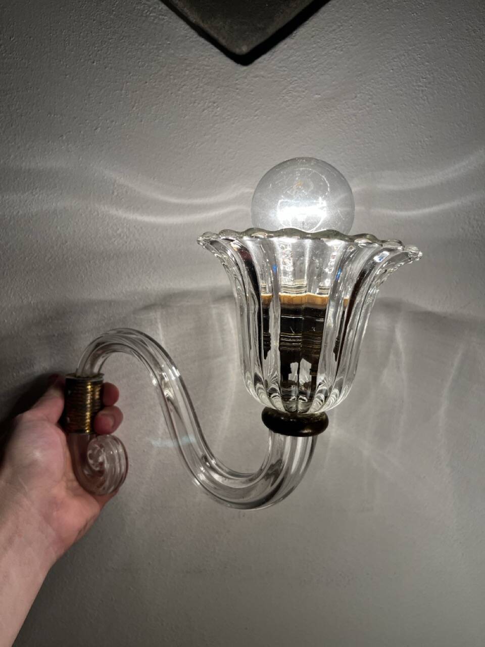 Wall lamp art-deco, italia, anni '30, mouth blown Murano glass style Barovier & Toso Wall lamp art-deco,