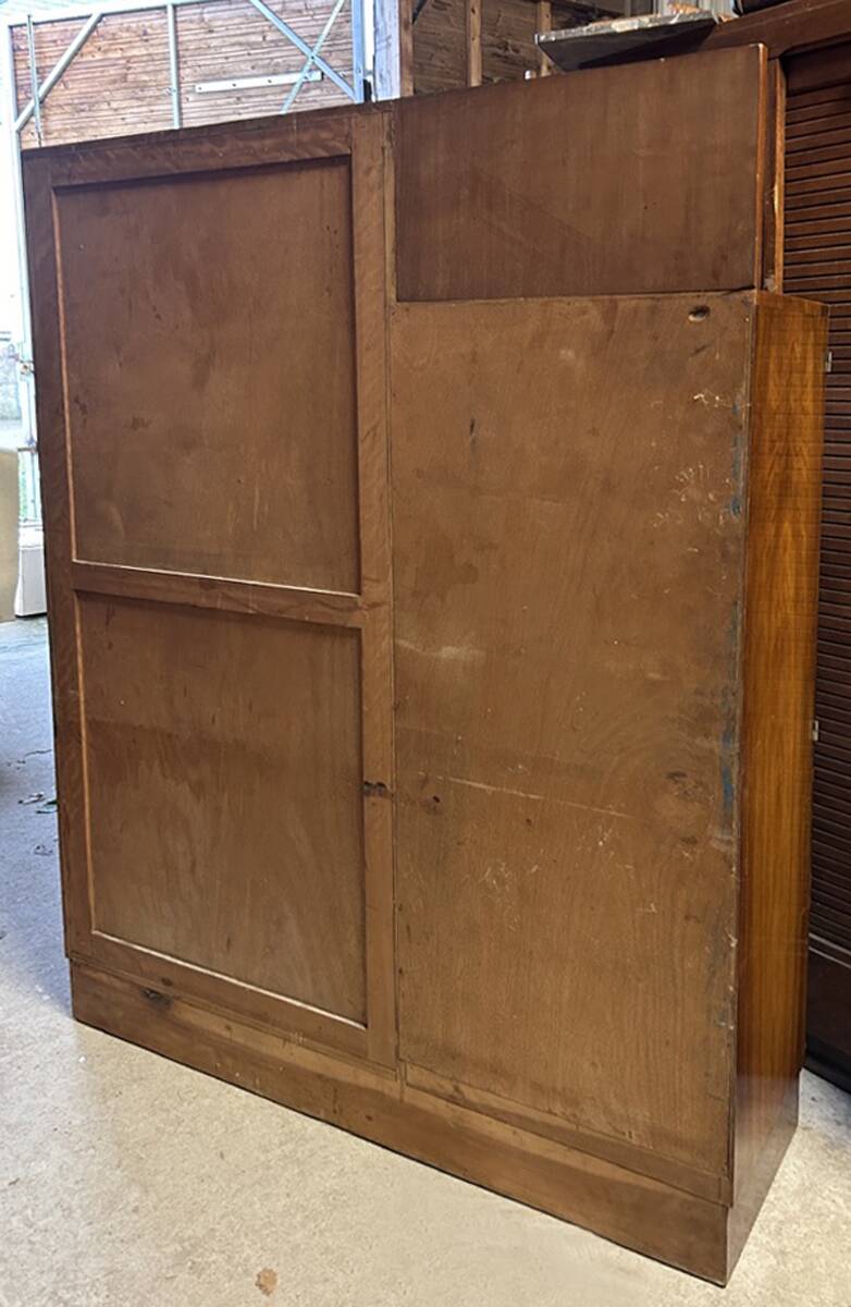 Asymmetrical wardrobe, Art Deco, 1930s walnut burl, wardrobe, shelves, drawers