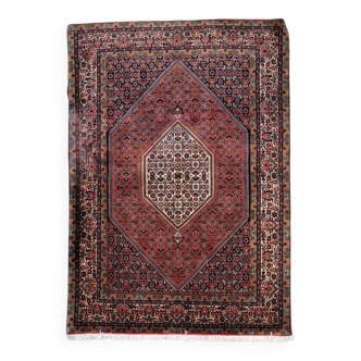 Vintage 1950s Persian Bidjar rug, geometric medallion, 135cm x 209cm