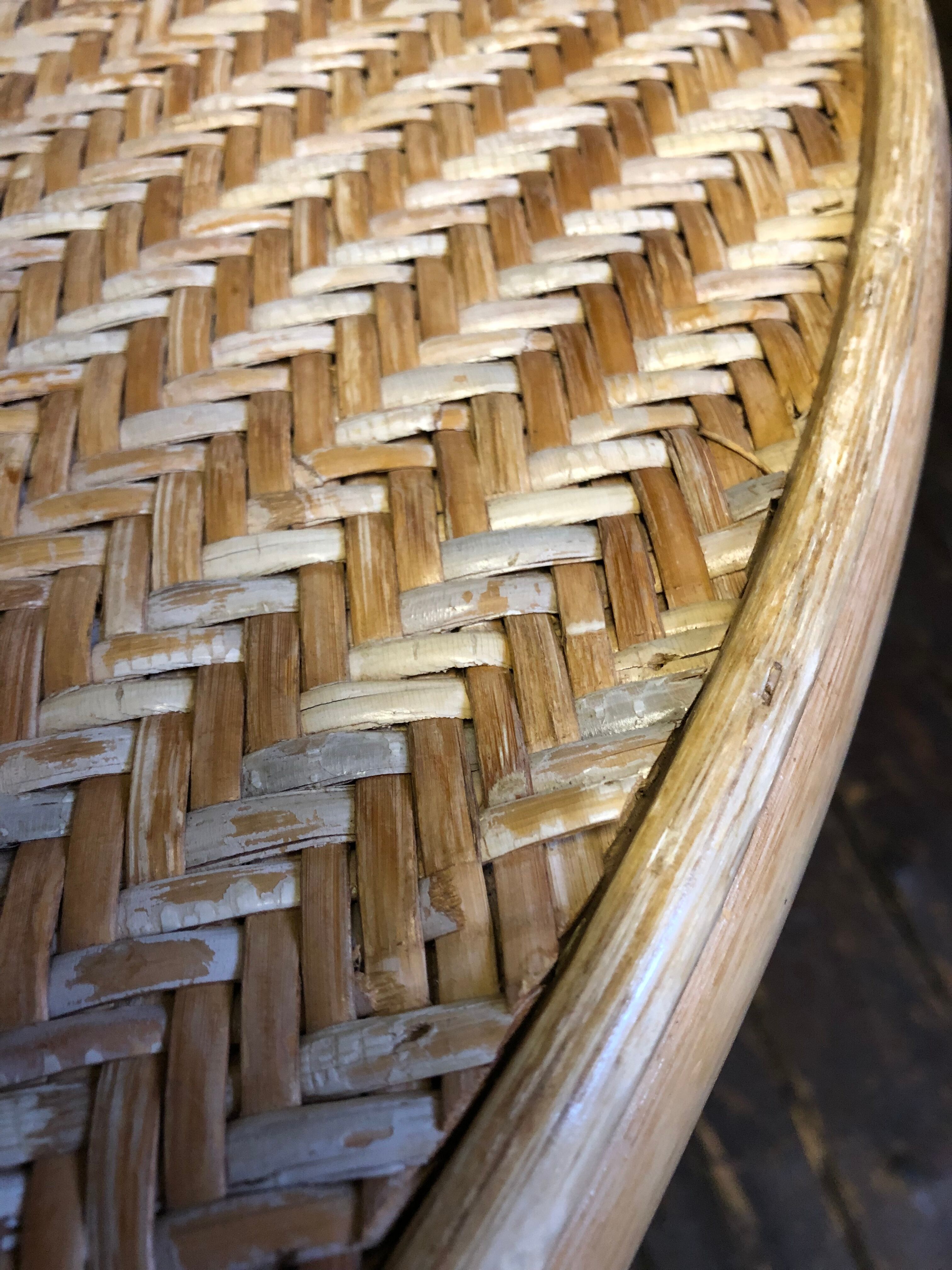 Vtg Mid Century Round Circular Wicker Bamboo Bamboo Table Dining rattan Tiki